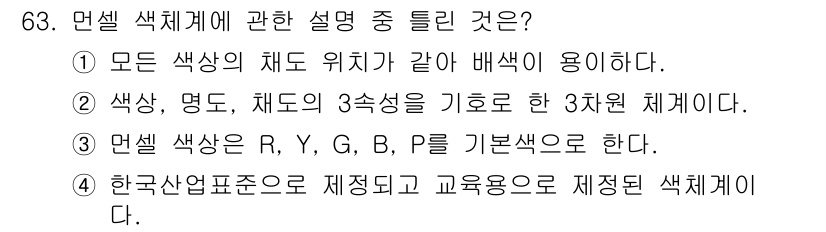 시각디자인기사 2018년 63번 - 해당 자격증의 핵심 개념을 묻는 객관식 문제