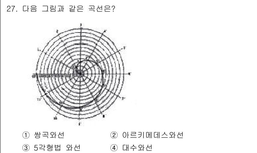 시각디자인기사 2019년 27번 - . 아크리메데스와선

아크리메데스와선은 원점을 중심으로 하여 각도에 따라... 에 관한 핵심 기출문제