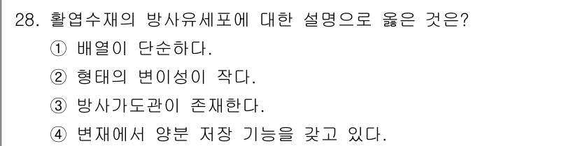임산가공기사 2016년 28번 - 방사유시표는 방사선의 양을 저장하고 조절하는 기능을 갖고 있어 방사선 괴... 에 관한 핵심 기출문제