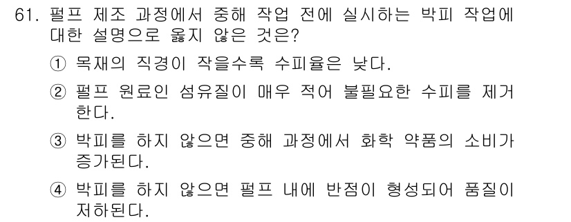 임산가공기사 2019년 61번 - 해당 자격증의 핵심 개념을 묻는 객관식 문제