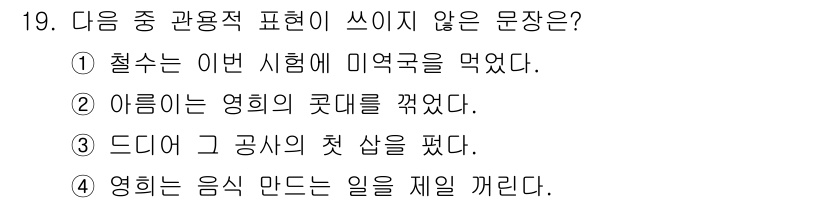 소방공무원(공개,경력)_국어(구) 2016년 19번 - 문장에서 '제일'이라는 표현은 특정한 순위를 나타내므로, '제일'이 아니... 에 관한 핵심 기출문제