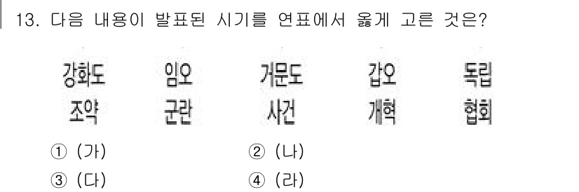 소방공무원(공개)_한국사(구) 2018년 13번 - 주어진 내용은 조약의 체결과 관련된 사건들을 담고 있습니다. 각 시기를 ... 에 관한 핵심 기출문제