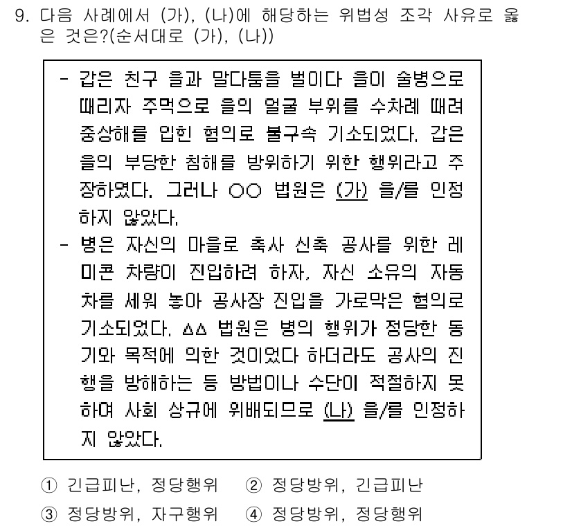 소방공무원(공개)_사회(구) 2018년 9번 - 정답 4번은 사회 안전을 위한 법적 기준과 절차를 중심으로 문제를 다루고... 에 관한 핵심 기출문제