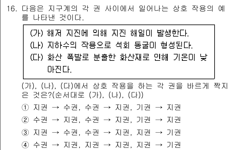 소방공무원(공개)_과학(구) 2018년 16번 - 해저 지진에 의해 지진 해일이 발생하는 과정은 해양 지각의 변동으로 인해... 에 관한 핵심 기출문제