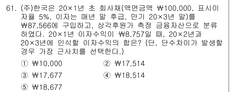 주택관리사보_1차 2019년 61번 - 주식회사의 이자상환 방식에 따라, 매년 상환 시 차입금의 일부를 상환하게... 에 관한 핵심 기출문제