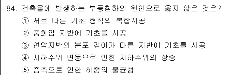 주택관리사보_1차 2019년 84번 - 건축물의 기초 형식은 토양의 특성과 하중 분포에 따라 결정되며, "풍화암... 에 관한 핵심 기출문제