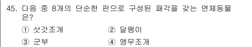 생물분류기사(식물) 2018년 45번 - 해당 자격증의 핵심 개념을 묻는 객관식 문제