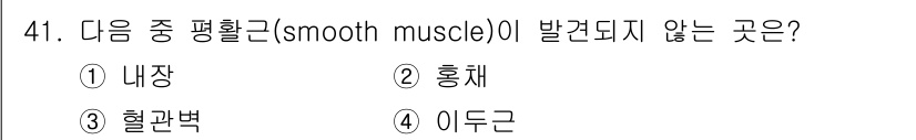생물분류기사(식물) 2019년 41번 - 편평근(smooth muscle)은 주로 내장 기관, 혈관 벽 및 다른 ... 에 관한 핵심 기출문제