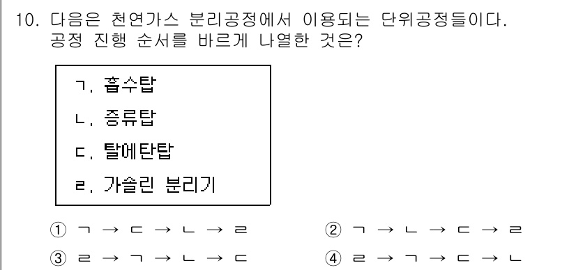 9급_지방직_공무원_공업화학 2019년 10번 - 주어진 단위 공정들은 화학 산업에서 원료의 변환 및 분리를 위한 과정입니... 에 관한 핵심 기출문제