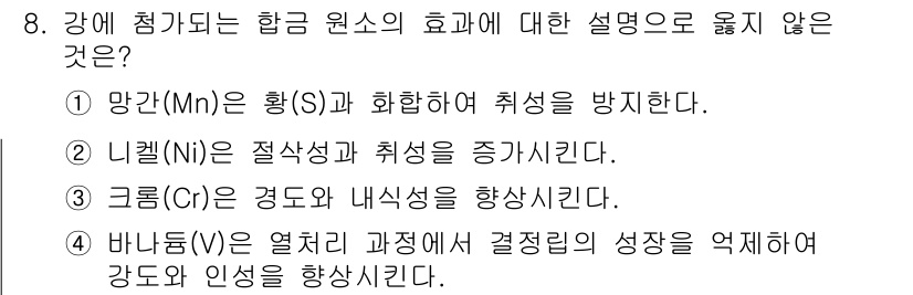 9급_지방직_공무원_기계일반 2017년 8번 - 리튬(Li)은 절연성 향상에 대한 설명으로 적합하지 않습니다. 리튬은 주... 에 관한 핵심 기출문제