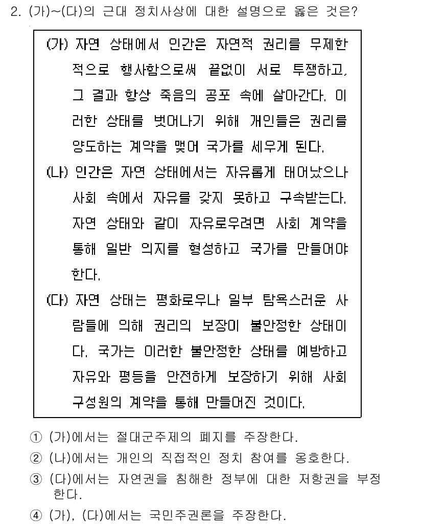 9급_지방직_공무원_사회복지학개론 2019년 2번 - 자연 상태에서 인간은 자유롭게 태어나지만, 사회적 계약에 의해 권리를 양... 에 관한 핵심 기출문제