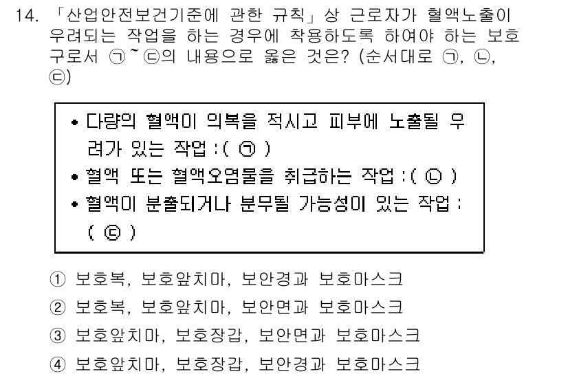 9급_지방직_공무원_안전관리론 2017년 14번 - 정답 4번은 가열 노출 작업을 수행하는 근로자가 열 스트레스를 받을 위험... 에 관한 핵심 기출문제
