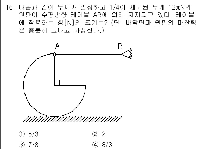 9급_지방직_공무원_응용역학개론 2015년 16번 - 문제에서 주어진 케이블의 길이와 세부 사항을 바탕으로 힘의 균형을 고려하... 에 관한 핵심 기출문제