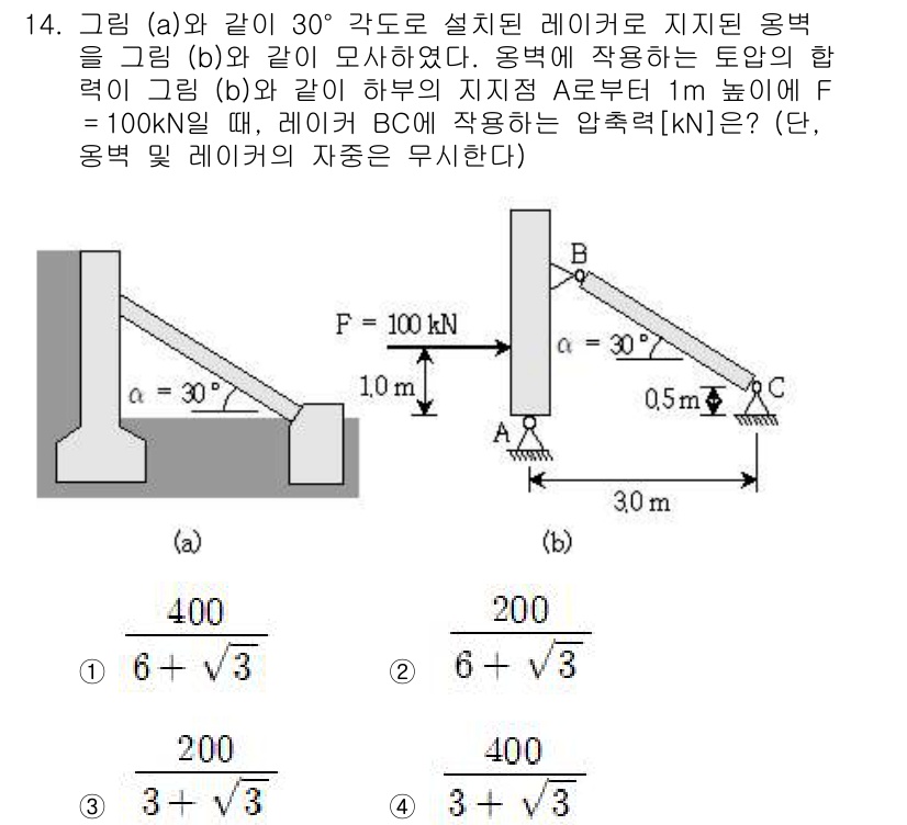 9급_지방직_공무원_응용역학개론 2018년 14번 - 주어진 도형에서 레이저가 이루는 각도에 따라 수직 성분과 수평 성분의 힘... 에 관한 핵심 기출문제