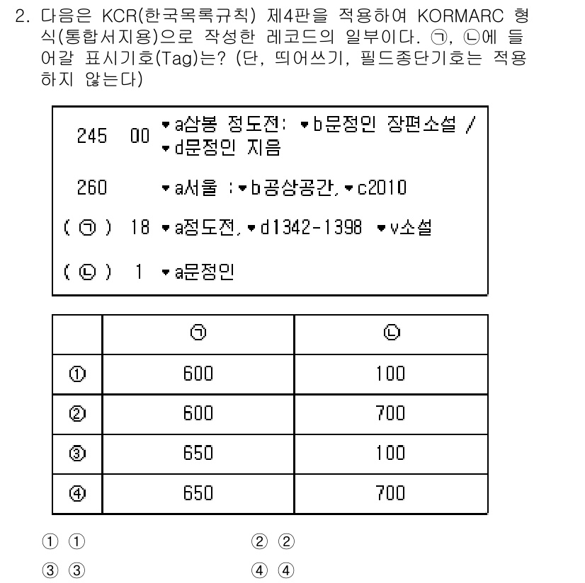 9급_지방직_공무원_자료조직개론 2015년 2번 - 자료조직의 기준 중 하나는 문서의 정리 및 체계화이며, KORMAC 방식... 에 관한 핵심 기출문제