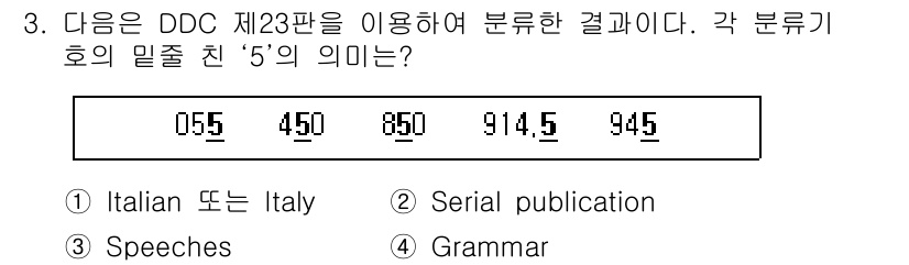 9급_지방직_공무원_자료조직개론 2017년 3번 - 정답은 1번 "Italy"이다. DDC(듀이십진분류법) 제23판에 따르면... 에 관한 핵심 기출문제