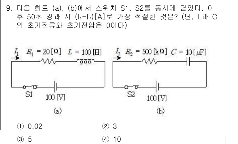 9급_지방직_공무원_전기이론 2016년 9번 - 이 회로에서 S1, S2가 닫히면, L과 C의 초기 전압이 0이므로 LC... 에 관한 핵심 기출문제