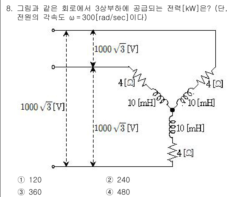 9급_지방직_공무원_전기이론 2017년 8번 - 주어진 회로에서 각 부품의 임피던스를 계산하고, 전체 임피던스를 통해 전... 에 관한 핵심 기출문제