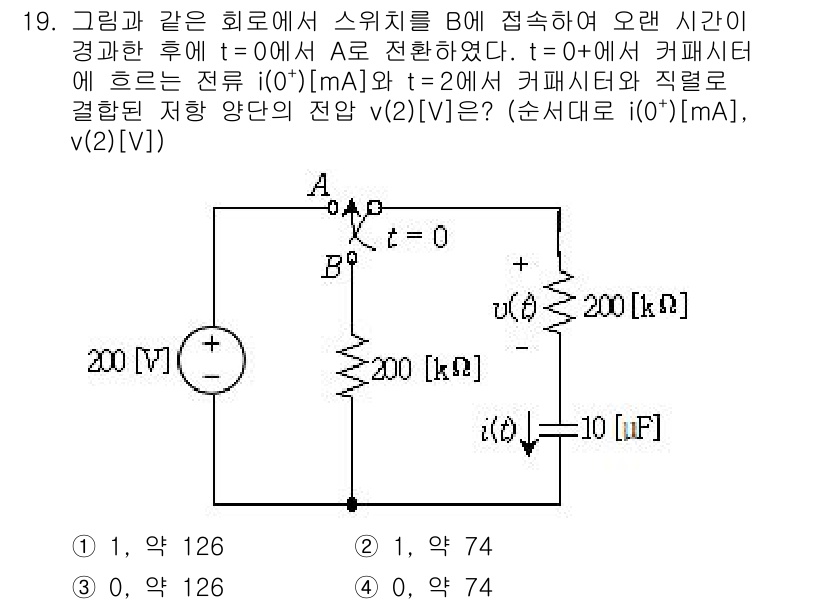 9급_지방직_공무원_전기이론 2019년 19번 - 전기이론 문제에서, 주어진 회로의 흐름과 관계된 전류와 전압의 관계를 이... 에 관한 핵심 기출문제