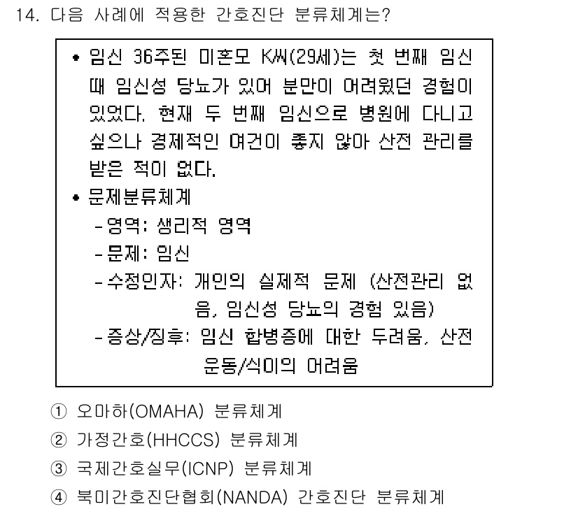 9급_지방직_공무원_지역사회간호학 2019년 14번 - 이유: OMAHA 모델은 지역사회 간호의 강점을 기반으로 문제를 정의하고... 에 관한 핵심 기출문제