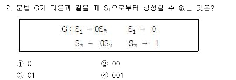 9급_지방직_공무원_컴퓨터일반 2015년 2번 - 주어진 문법 G에서 심볼 S1은 기저 문법 값으로 사용되며, S0은 종료... 에 관한 핵심 기출문제