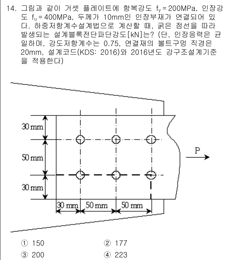 9급_지방직_공무원_토목설계 2018년 14번 - 주어진 조건에서 각 구조물의 설계하중과 강도계수를 고려하여 계산한 결과,... 에 관한 핵심 기출문제
