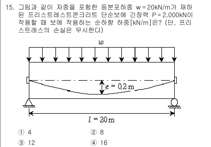9급_지방직_공무원_토목설계 2019년 15번 - 주어진 문제에서 하중이 실린더 형태로 분포되어 있으므로, 이를 기준으로 ... 에 관한 핵심 기출문제