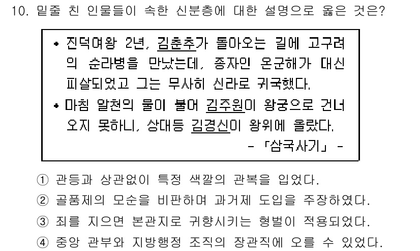 9급_지방직_공무원_한국사 2017년 10번 - 진덕수 2년, 김춘추가 통일을 이룩하기 위해 고구려와의 동맹을 맺고, 신... 에 관한 핵심 기출문제