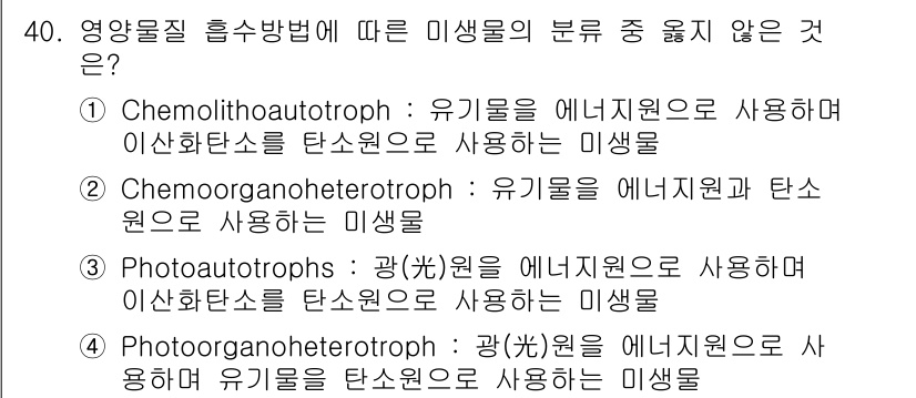 바이오화학제품제조기사 2019년 40번 - 해당 자격증의 핵심 개념을 묻는 객관식 문제