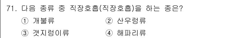 수산양식산업기사 2016년 71번 - . 개불류  
정답인 이유: 개불류는 바닷속에 서식하는 연체동물로, 특정... 에 관한 핵심 기출문제