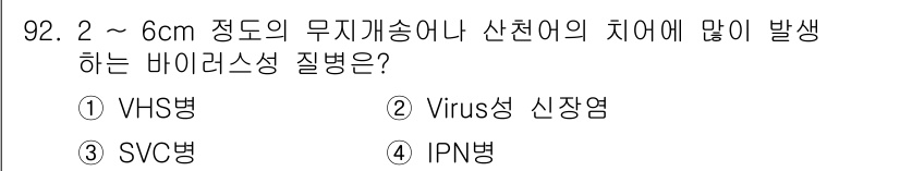 수산양식산업기사 2016년 92번 - . IPN병은 작은 물고기에서 주로 발생하는 바이러스성 질병으로, 특히 ... 에 관한 핵심 기출문제