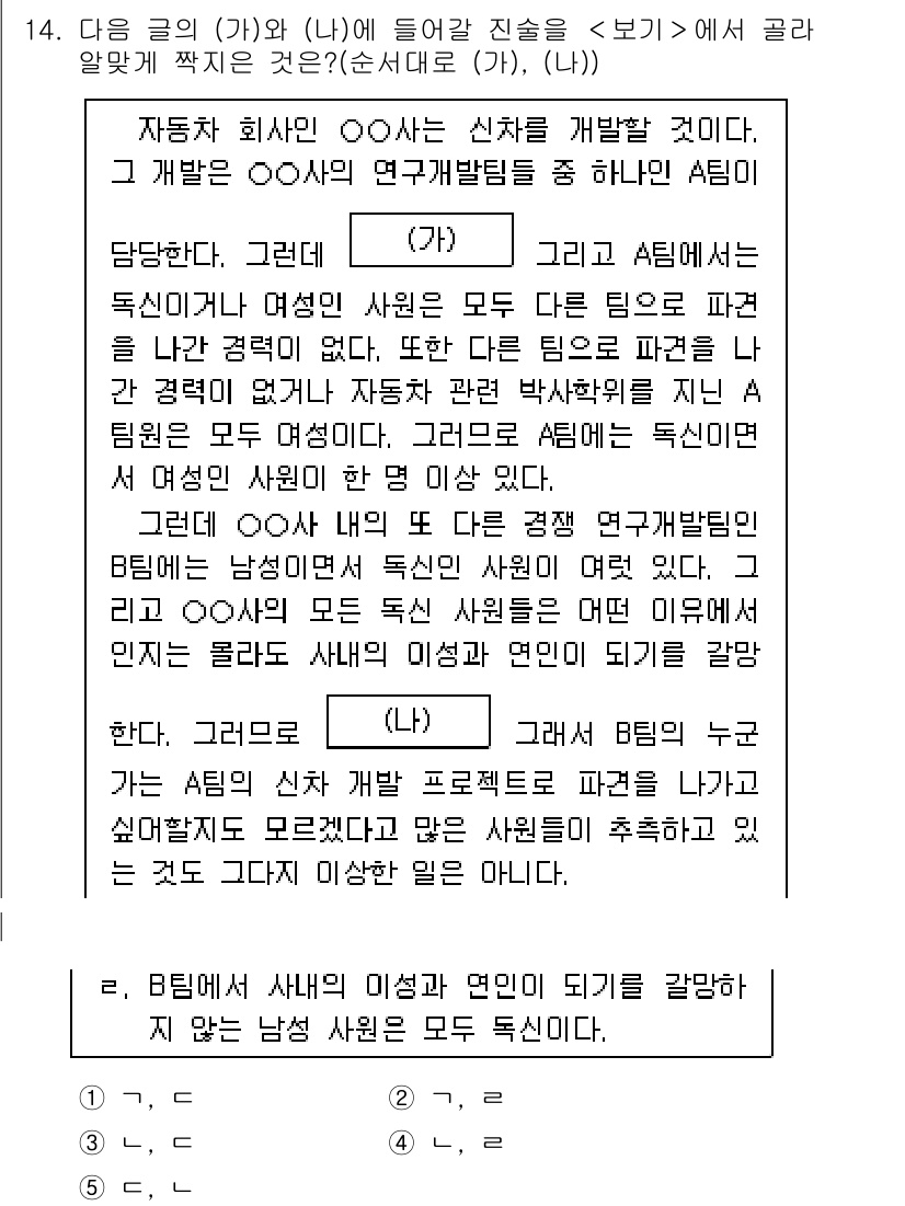 PSAT_언어논리 2015년 14번 - 주어진 글에서 OOO는 특정 연구가 진행 중이며, 이를 통해 타인의 시각... 에 관한 핵심 기출문제