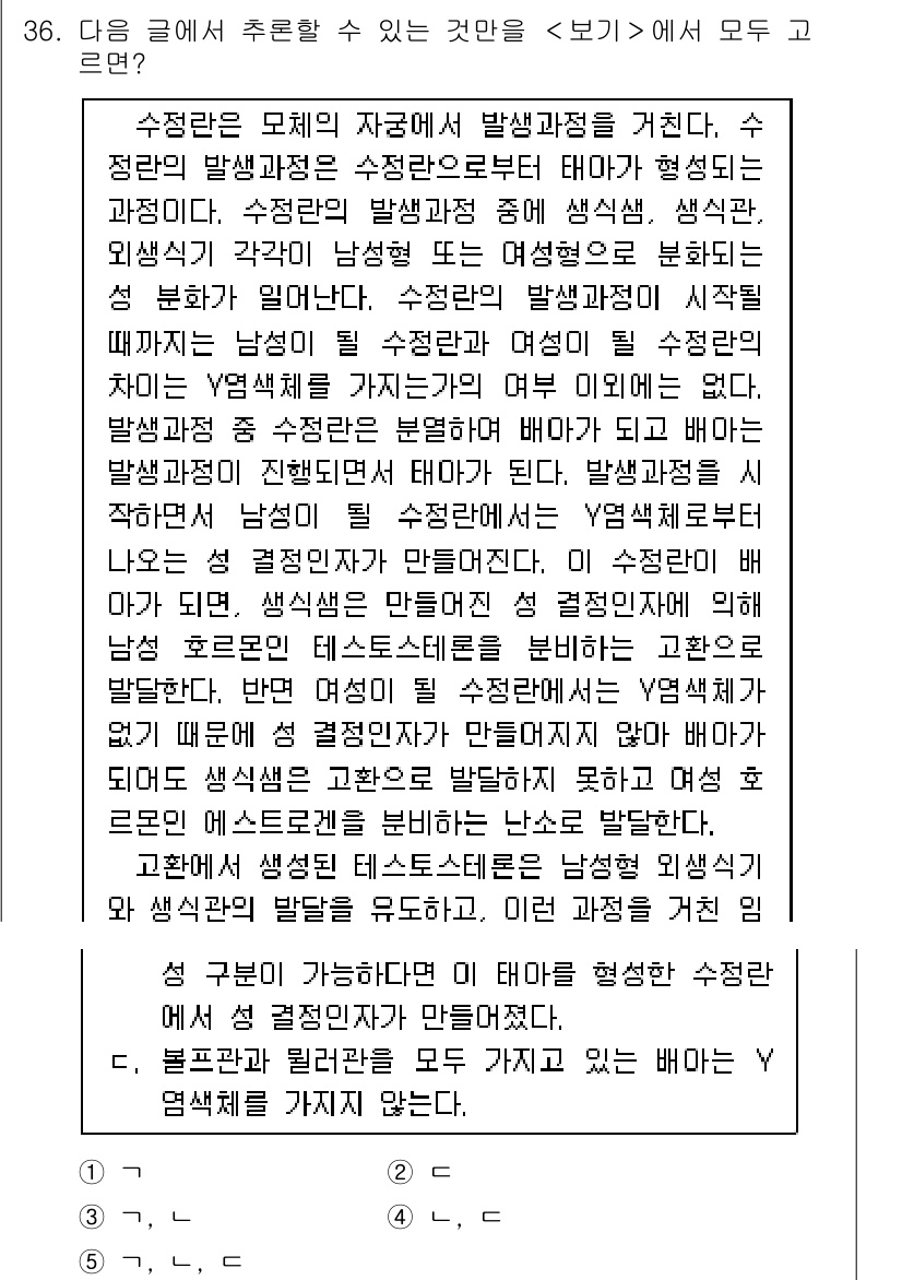 PSAT_언어논리 2015년 35번 - 글의 흐름상 '수정본의 모체'와 관련한 설명이 잘 이어지며, 남성과 여성... 에 관한 핵심 기출문제