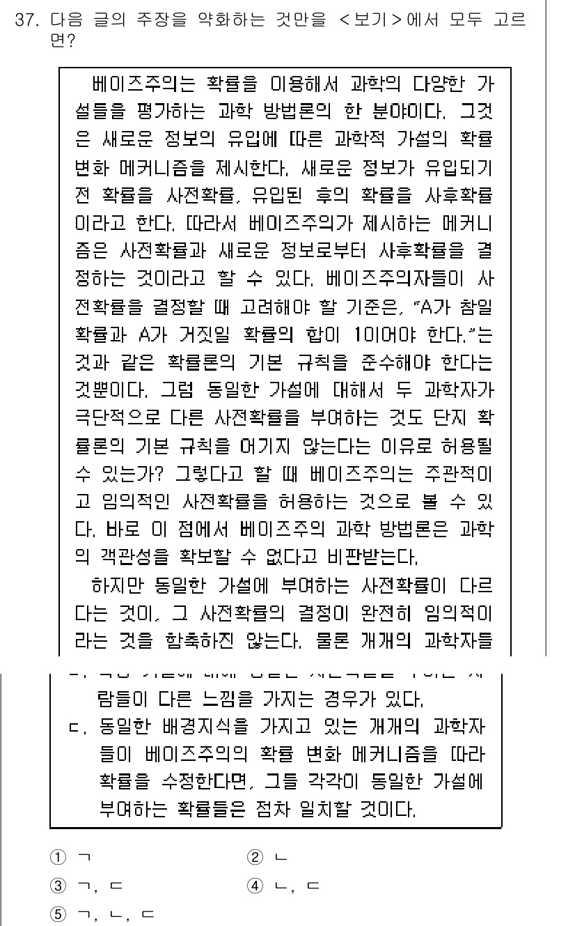 PSAT_언어논리 2015년 36번 - 해당 글의 주장은 과학 방법론과 사회적 맥락 간의 관계를 강조하며, 새로... 에 관한 핵심 기출문제