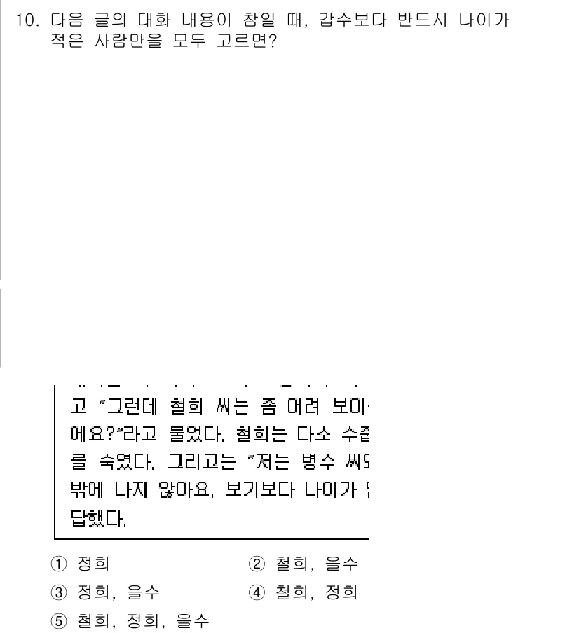 PSAT_언어논리 2016년 10번 - 대화에서 “저는 병원 씨가 밖에 나지 않도록 지켜보겠습니다.”라는 표현은... 에 관한 핵심 기출문제