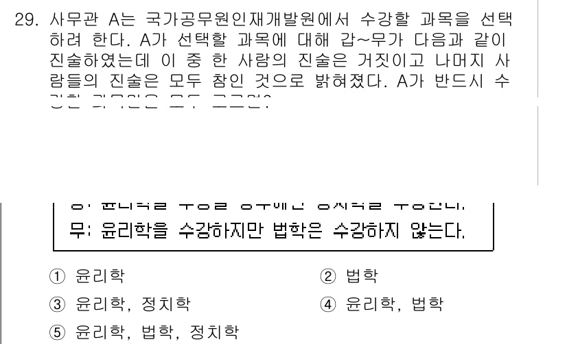 PSAT_언어논리 2016년 29번 - 윤리학과 법학은 연관이 있지만, 윤리학은 도덕적 원칙을 다루고 법학은 법... 에 관한 핵심 기출문제