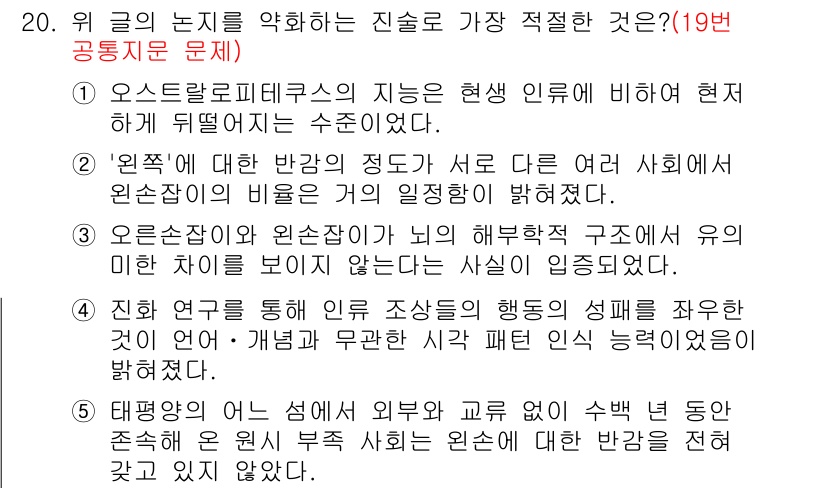 PSAT_언어논리 2017년 20번 - 주어진 글의 주제는 현상 인쇄의 변화와 그로 인해 발생하는 사회적 영향이... 에 관한 핵심 기출문제