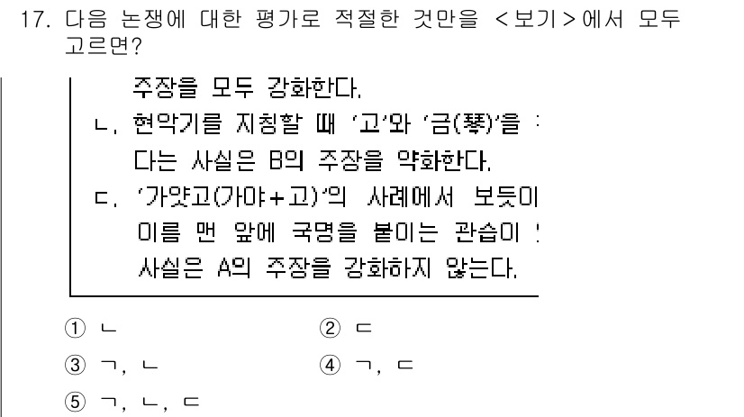 PSAT_언어논리 2018년 17번 - 이 선택지는 주장 A와 B의 관계를 명확히 하고, A의 주장을 강화하는 ... 에 관한 핵심 기출문제