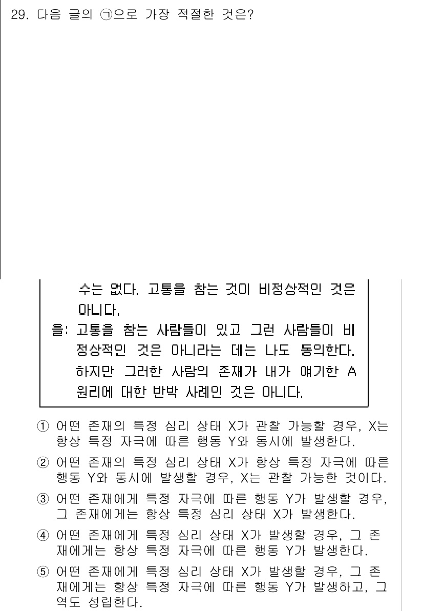 PSAT_언어논리 2019년 29번 - 글은 비정상적인 상황에서의 대화를 다루며, 사람들이 서로를 대하는 다양한... 에 관한 핵심 기출문제
