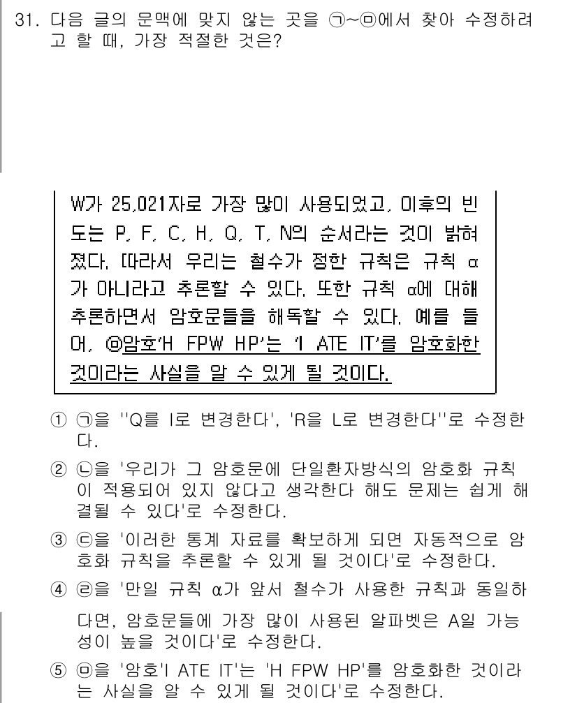PSAT_언어논리 2019년 31번 - 정답 4번은 "우리가 생각하는 두 양극화 방식은 서로의 규칙을 적용하여 ... 에 관한 핵심 기출문제