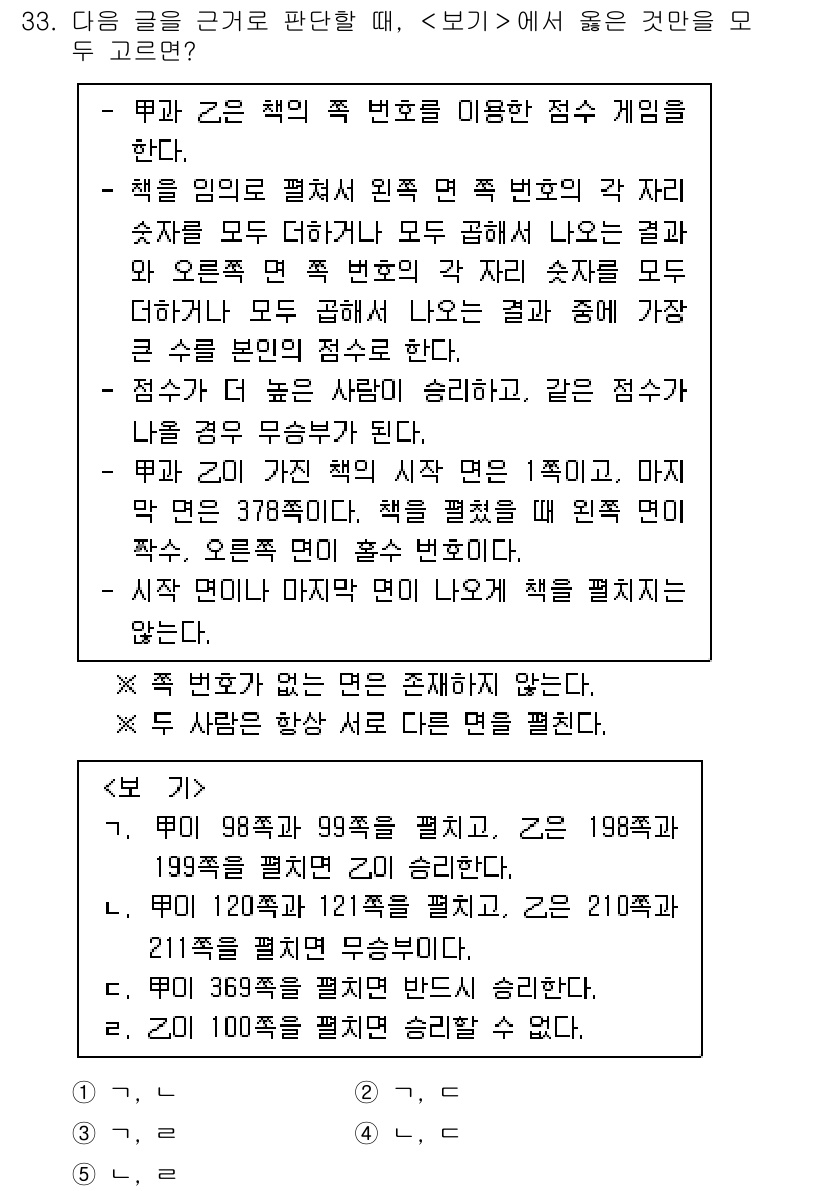 PSAT_상황판단 2018년 33번 - 해당 상황에서 수험생 A는 평소보다 높은 점수를 받았고, B는 평소보다 ... 에 관한 핵심 기출문제