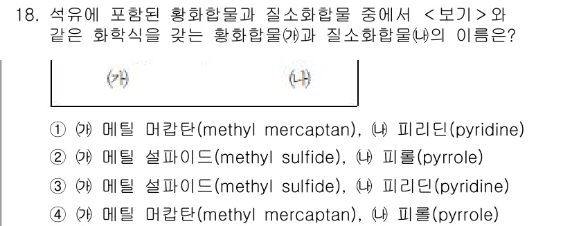 9급_지방직_공무원_서울시_공업화학 2018년 18번 - 메틸 메르캔트(가)와 메틸 설파이드(나)는 같은 황 화합물로, 이들 모두... 에 관한 핵심 기출문제