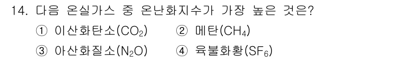 9급_지방직_공무원_서울시_공중보건 2015년 14번 - 온실가스 중 가장 온난화지수가 높은 것은 유불화황(SF₆)이다. SF₆는... 에 관한 핵심 기출문제