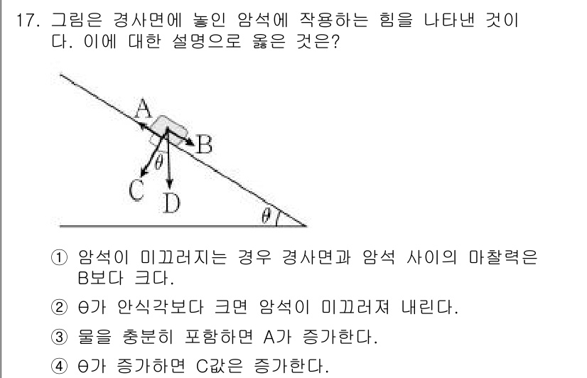 9급_지방직_공무원_서울시_과학 2015년 17번 - 정답이 2번인 이유는, 별모양 B의 위치에서 선 A의 길이가 증가하면 그... 에 관한 핵심 기출문제