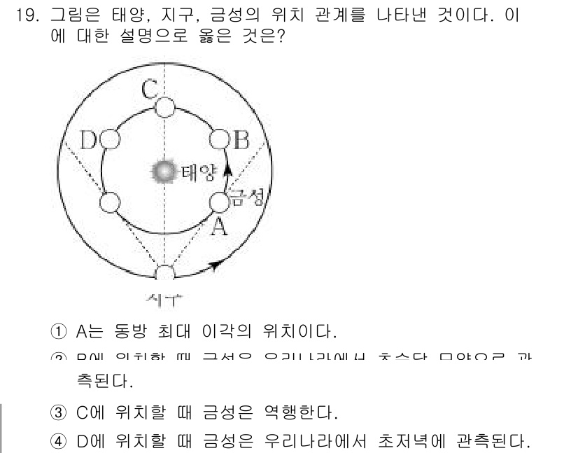 9급_지방직_공무원_서울시_과학 2017년 19번 - 정답 4번은 C의 위치가 태양과 지구 사이에 있을 때, 탄생하는 조석이 ... 에 관한 핵심 기출문제