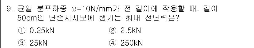 9급_지방직_공무원_서울시_기계일반 2017년 9번 - 주어진 문제에서의 전단력은 굽힘 모멘트와 관련이 있습니다. 굽힘 모멘트를... 에 관한 핵심 기출문제