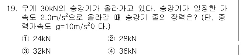 9급_지방직_공무원_서울시_물리 2016년 19번 - 승강기의 중량을 계산하면 30 kN = 30,000 N입니다. 상승하는 ... 에 관한 핵심 기출문제
