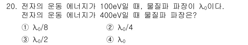 9급_지방직_공무원_서울시_물리 2019년 20번 - 전자기 운동 에너지가 물질과 상호작용하여 파장의 길이에 영향을 미친다. ... 에 관한 핵심 기출문제