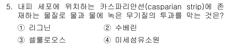 9급_지방직_공무원_서울시_생물 2019년 5번 - 해당 자격증의 핵심 개념을 묻는 객관식 문제