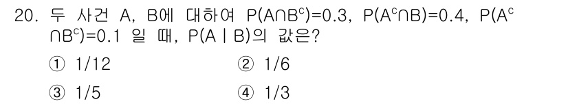 9급_지방직_공무원_서울시_수학 2015년 20번 - 주어진 정보를 이용하여 합의 법칙과 조건부 확률을 사용합니다. \( P(... 에 관한 핵심 기출문제
